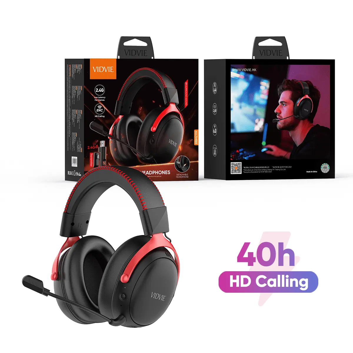 BBH2119  Four Modes Gaming Headphone With Detachable Microphone