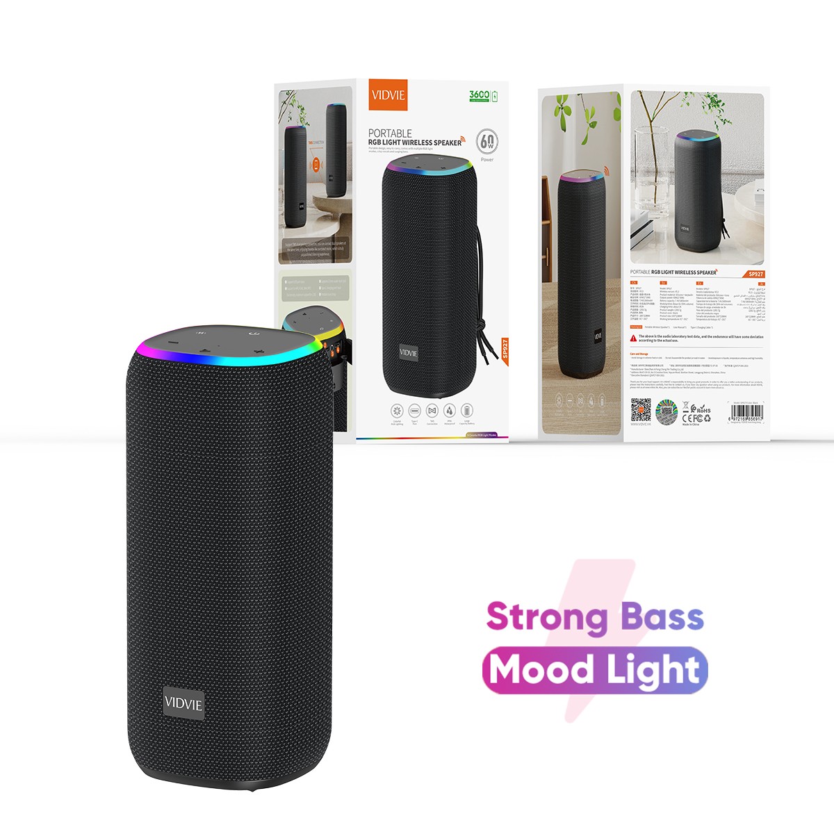 SP927 Portable RGB Light Wireless Speaker TC (Black)