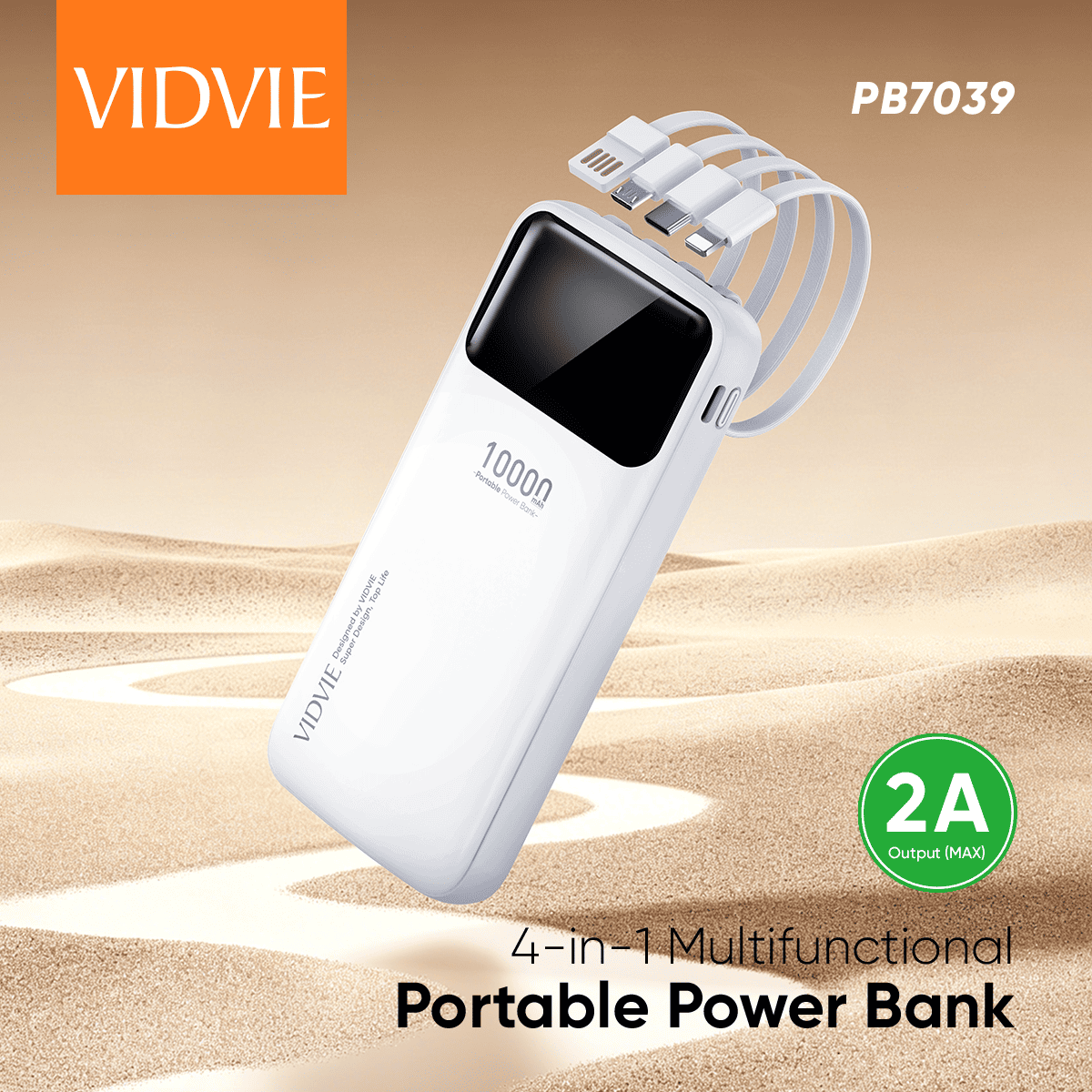 Vidvie PB7039  10000mAh 4-in-1 Multifunctional Portable 10000mAh Power Bank