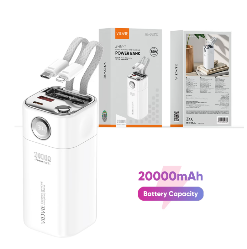 XL-PB711 20000mAh 2-in-1 Comes With Dual-Wire Charging Power Bank