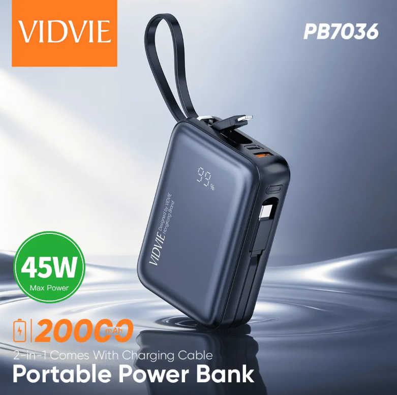 Vidvie PB7036  2-in-1 Comes With Charging Cable Portable Power Bank
