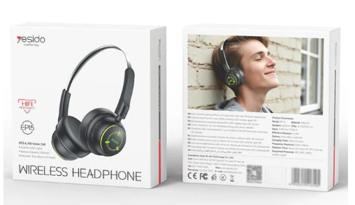 Yesido EP15 Over-Ear Wireless Bluetooth Headphones(Black)