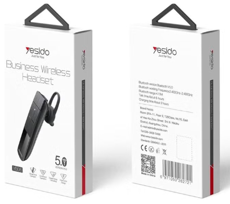 Yesido YB06 Wireless Earset – Bluetooth 5.0 In-Ear Headset with Mic, Noise Reduction, Long Battery Life, Lightweight & Comfortable Fit – For Calls, Driving, Office & Workout