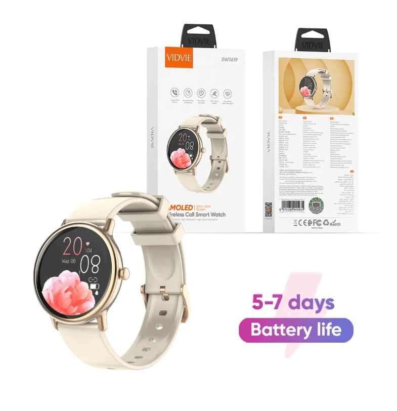 SW1619 AMOLED Ultra-clear Screen Wireless Call Smart Watch Rose Gold
