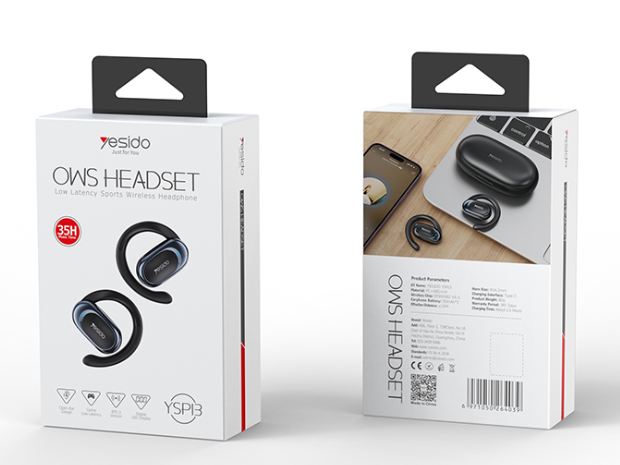 Yesido YSP13 BT5.3 Hanging on Ear Design With Trending Sounds Display OWS Wireless Air Conduction Earphone