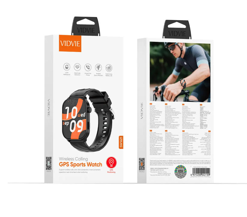 SW1621  Wireless Calling GPS Sports Watch Black