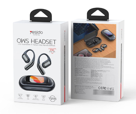 Yesido Ysp26 Bt5.4 Open Acoustic Design Touch Screen Enc Noise Reduction Lcd Bt Wireless Headphone