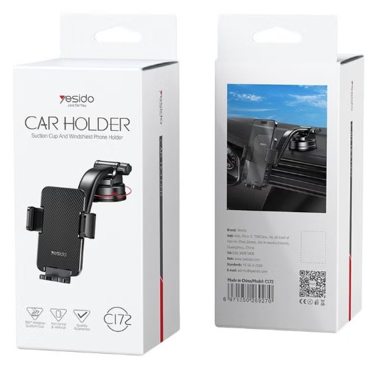 Yesido C172 Suction Cup Type Bending Arm Car Phone Holder (Black)