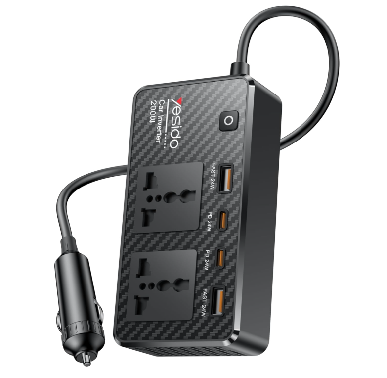 Yesido VC07 CAR INVERTER• 200W Vehicle Power Inverter QC3.0+PD Fast Charging