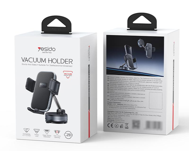 Yesido C283 Car Dashboard Vacuum Suction Cup One Touch Clamp Phone Holder (Black)
