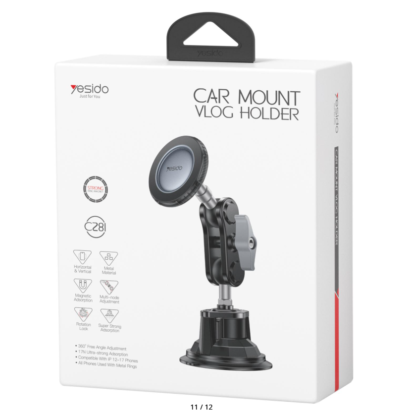Yesido C281 Car Suction Cup Strong Magnetic Phone Shooting Holder Standard Version (Black)