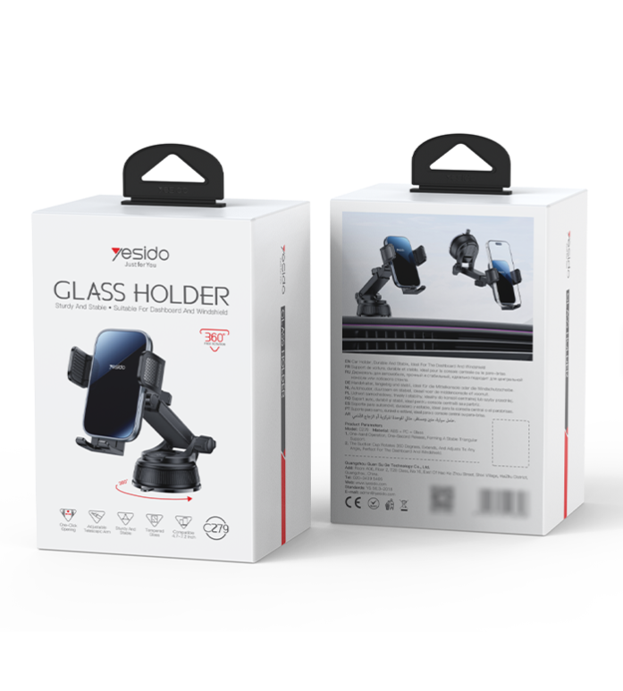 Yesido 360 Rotation Anti-shake Adjustable Height Suction Cup Glass Clamp Phone Holder C279