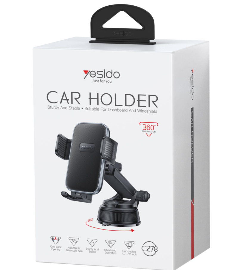 Yesido C278 Car Suction Cup Clip Phone Holder (Black)