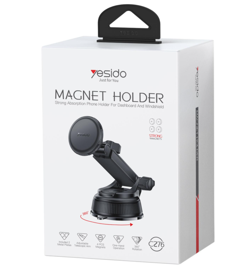 Yesido C276 Car Suction Cup Magnetic Phone Holder (Black)