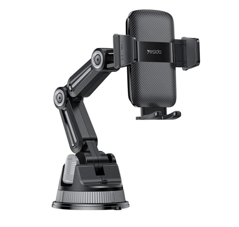 Yesido C275 Truck Anti-shake Retractable Vacuum Suction Cup Phone Holder (Black)