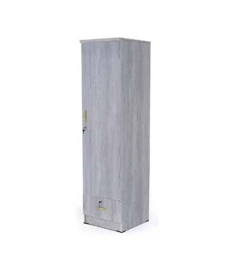 Turin Single door wardrobe with hanger and shelf with lockable drawer and door (With Assembly)