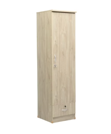 Turin Single door wardrobe with hanger and shelf with lockable drawer and door (With Assembly)