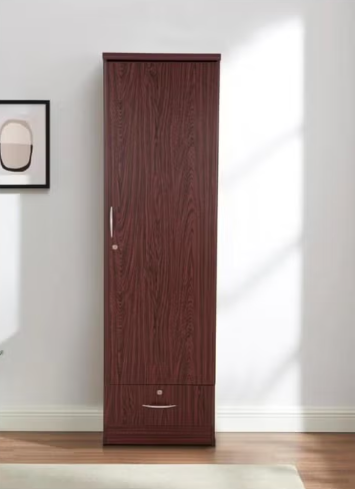 Turin Single door wardrobe with hanger and shelf with lockable drawer and door
