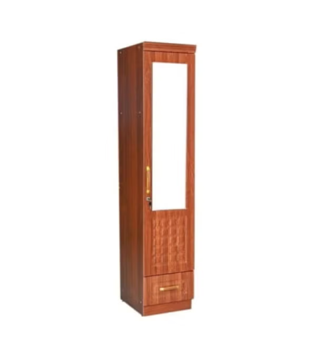 Turin Single door wardrobe with Mirror hanger and shelf with lockable drawer and door (With Assembly)