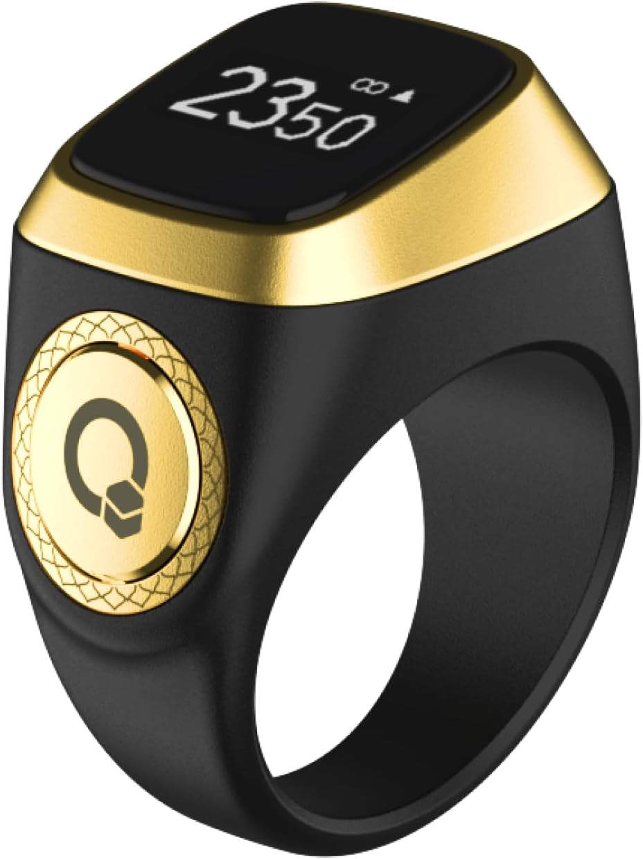 N01 Smart Tasbih Ring with BLE 5.1, Digital Counter Display, 120-Hour Battery Life, Waterproof Islamic Smart Ring - Black