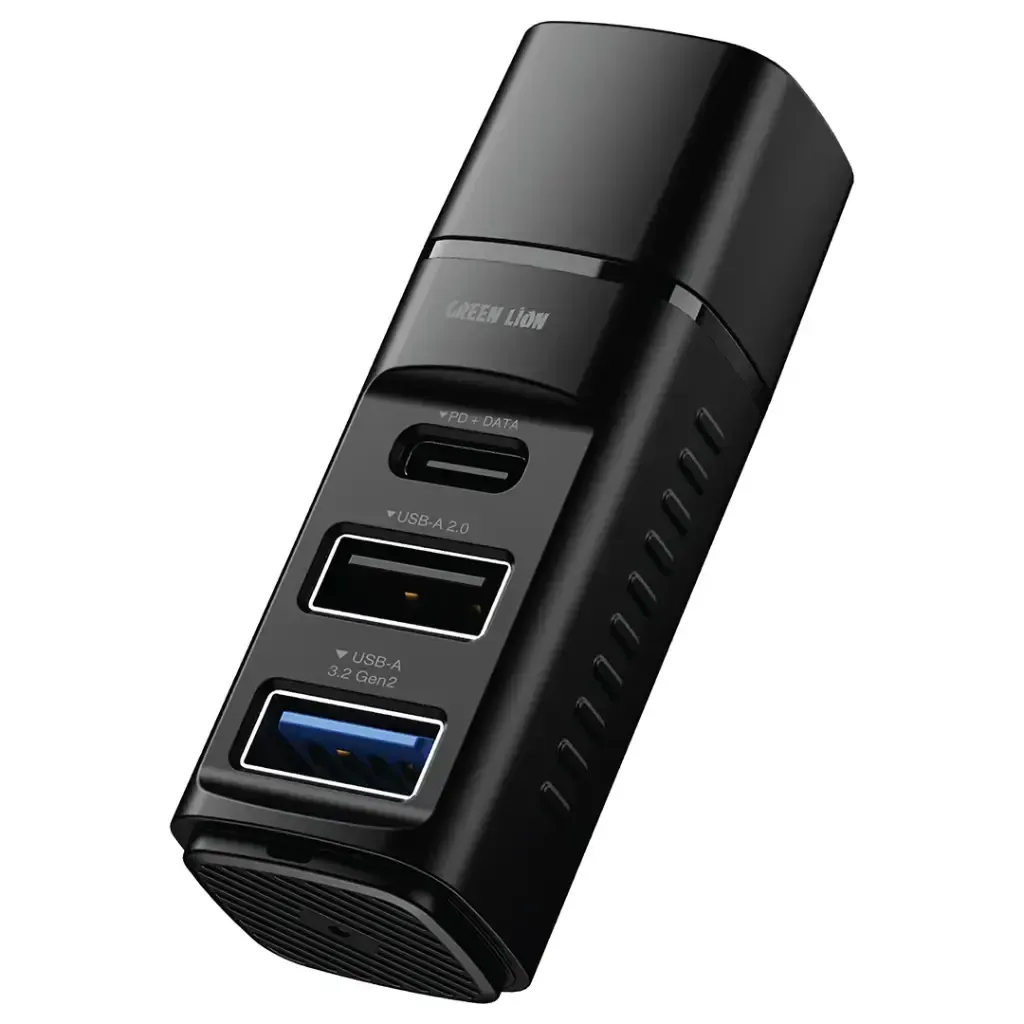 Green Lion 3-in-1 USB-C Hub with USB-A 3.2 Gen 2, USB-A 2.0 & 100W PD - Black