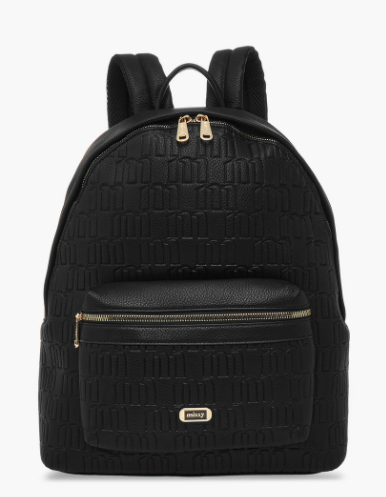 Missy Monogram Embossed Backpack with Laptop Compartment - Black