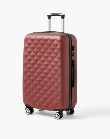 WAVE Textured Hardcase Luggage Trolley with Retractable Handle - 28 inches Check-In Bag - Red