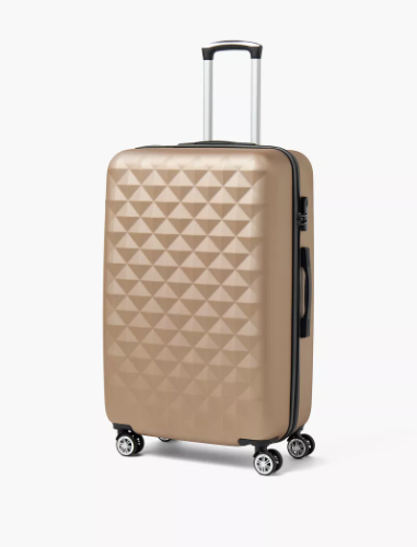 WAVE Textured Hardcase Luggage Trolley with Retractable Handle - 28 inches Check-In Bag - Brown