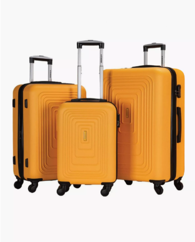 Stargold Set of 3 ABS Hard Sided 4-Wheeler Spinner Trolley Bag with Combination Lock - Yellow