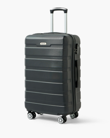WAVE Textured Hardcase Luggage Trolley with Retractable Handle - 28 inches Check-In Bag - Black