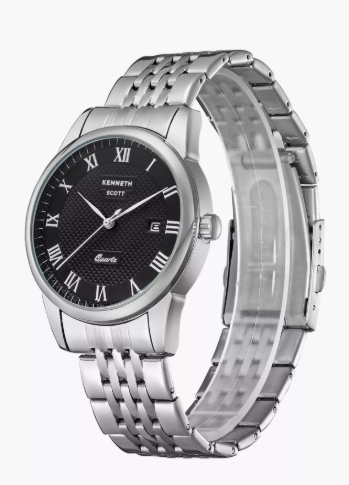 Kenneth Scott Men's Japanese Quartz Movement Silver Analog Metal Watch | K23030-SBSB