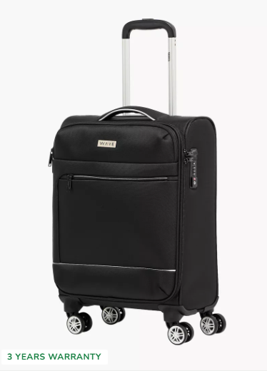 WAVE Solid Softcase Trolley Bag with Retractable Handle - Black