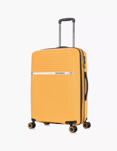 CabinPro 64 CM Medium Check-In Hard Case Luggage Trolley Bag with Double 4 Wheels | CP002 - Yellow