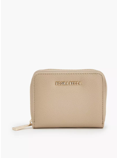Flora Bella Textured Wallet with Zip Closure - Beige