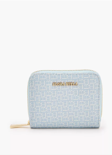 Flora Bella Monogram Print Zip Around Wallet - Blue