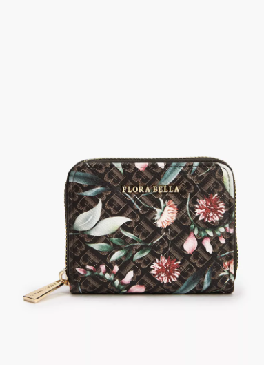 Flora Bella Floral Monogram Print Zip-Around Wallet - Brown