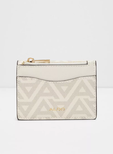 Aldo Riella Monogram Wallet with Magnetic Closure - White