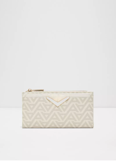 Aldo Theodosia Monogram Wallet with Magnetic Closure - Cloud White