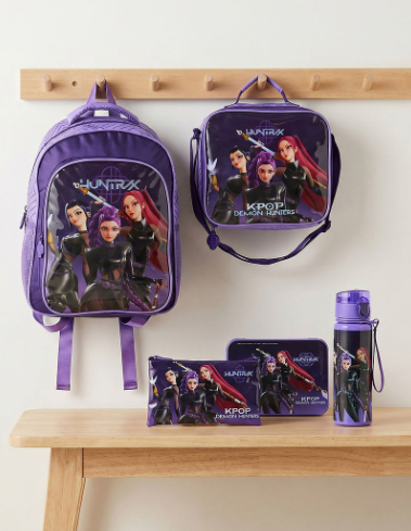 Netflix KPop Demon Hunters 5-Piece School Backpack Set for Girls 5-8 Years with Bottle - 16 inches