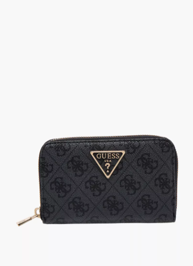 Guess Laurel SLG Textured Wallet with Zip Closure - Black