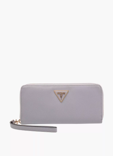 Guess Laurel Textured Wallet with Wristlet Strap - Grey