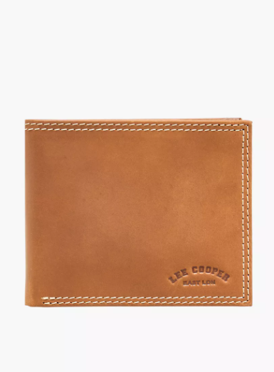 Lee Cooper Men Bi-Fold Leather Wallet - Brown