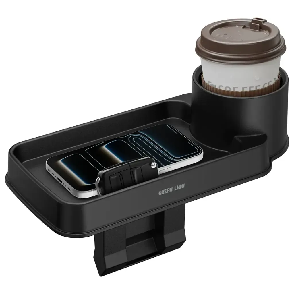 Green Lion Carvox Cup Organizer & Car Storage – Black | Seat Gap Cup Holder with Storage Tray