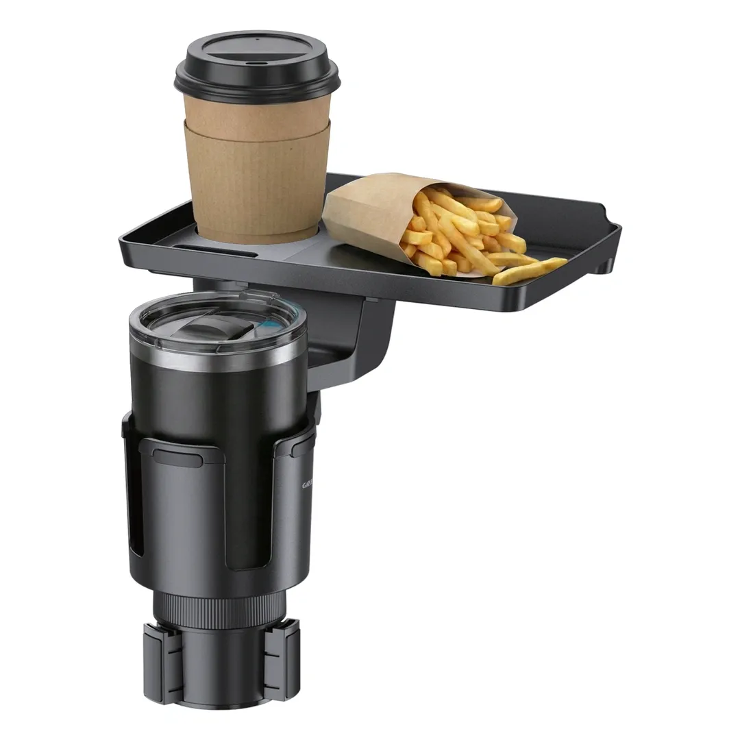 Green Lion Tray Mate 2-in-1 Cup Holder – Black | Universal Car Cup Holder with Tray & Phone Slot