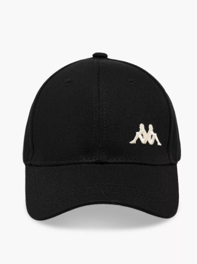 Kappa Baseball Style Cap with Buckled Strap Closure (Free Size) - Black