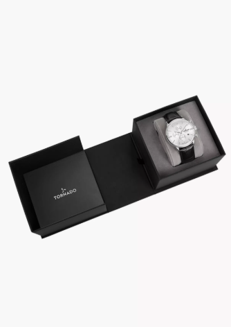 Tornado Men's Black Chronograph Leather Strap Watch | T6102-SLBW