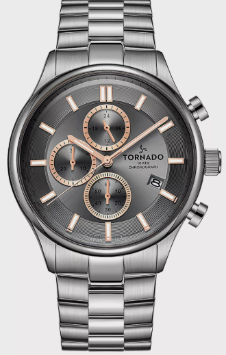 Tornado Men's Silver Chronograph Stainless Steel Strap Watch T6106B-SBSX