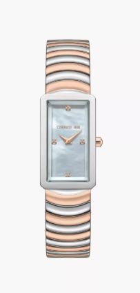 Cerruti Rectangular Multicolor Mother-of-pearl Dial Bracelet Watch