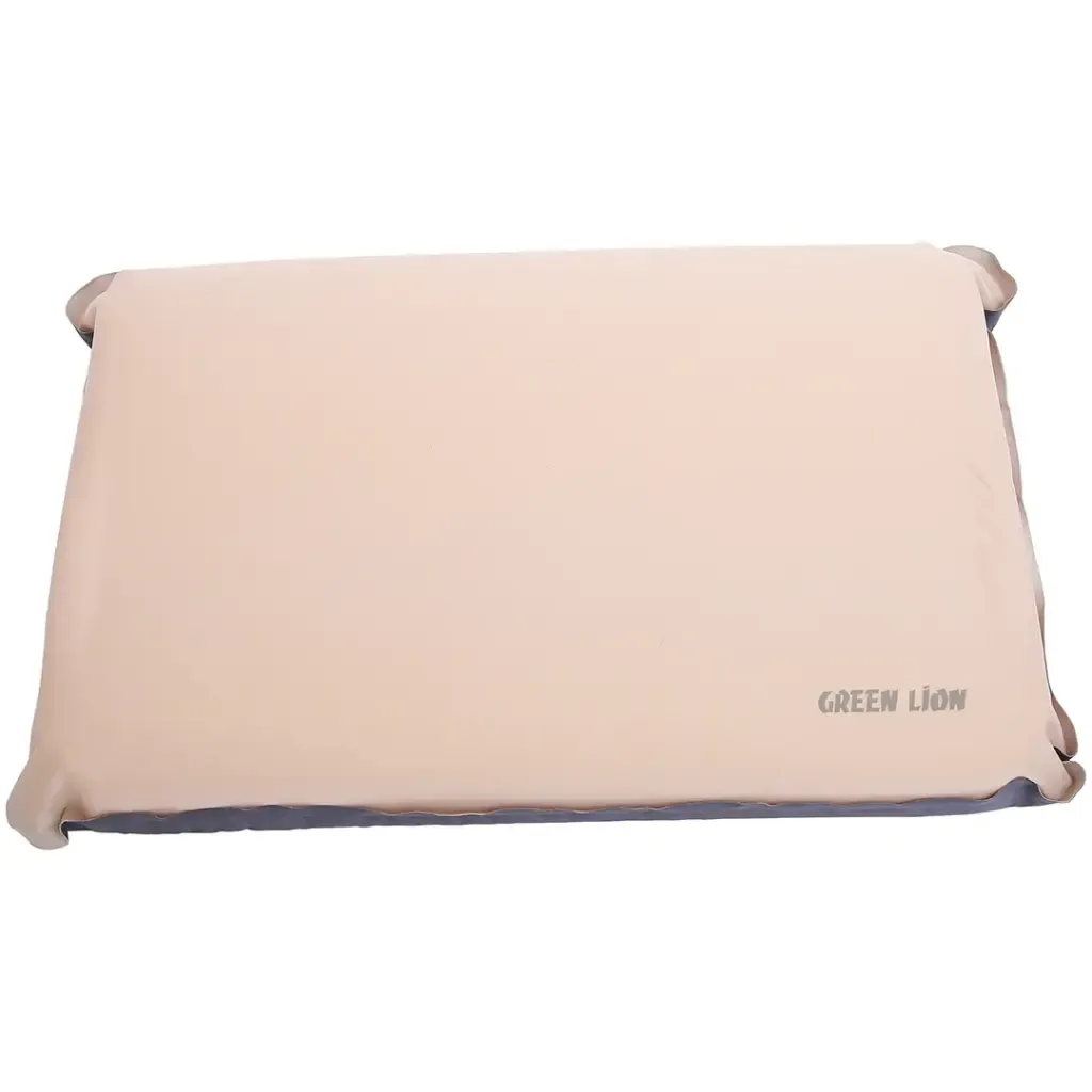 Green Lion Inflatable Camping Cushion – Beige | Self-Inflating Travel Pillow with Foam Support & Carry Bag