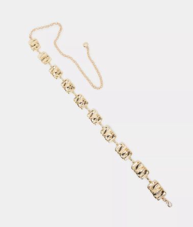 Styli Women Gold Textured Link Chain Belt